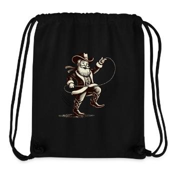 Cowboy Santa Claus Funny Lasso Christmas - Stanley/Stella Recycled Gym Bag - black - Front