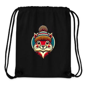 Merry Christmas Squirrel Winter Hat - Stanley/Stella Recycled Gym Bag - black - Front