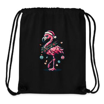 Flamant rose drôle avec décoration de Noël - Sac à cordon recyclé Stanley/Stella - noir - Devant
