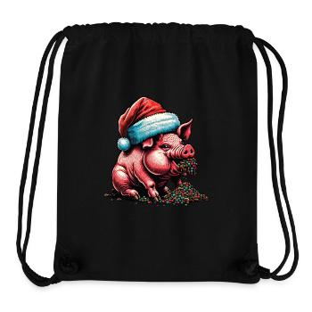 Christmas Pig with Hat - Stanley/Stella Recycled Gym Bag - black - Front