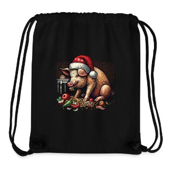 Greedy Christmas Pig with Hat - Stanley/Stella Recycled Gym Bag - black - Front
