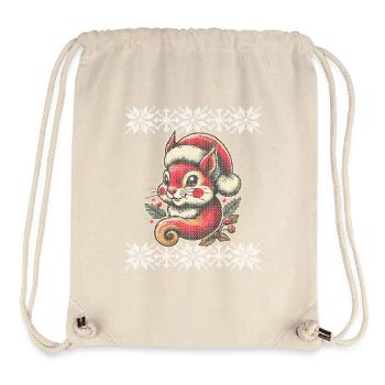 Weihnachtliches Eichhörnchen Motiv Strickoptik - Stanley/Stella recycelter Gym Bag - Naturweiß - Vorne