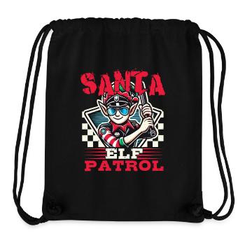 Père Noël Patrouille Elfe Noël Drôle - Sac à cordon recyclé Stanley/Stella - noir - Devant