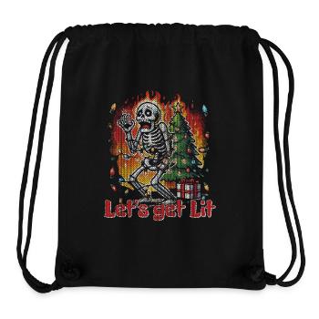 Funny Skeleton Christmas Let's Get Lit - Stanley/Stella Recycled Gym Bag - black - Front