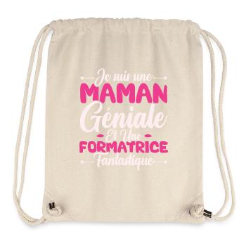 Une maman géniale et une formatrice fantastique - Sac à cordon recyclé Stanley/Stella - blanc naturel - Devant
