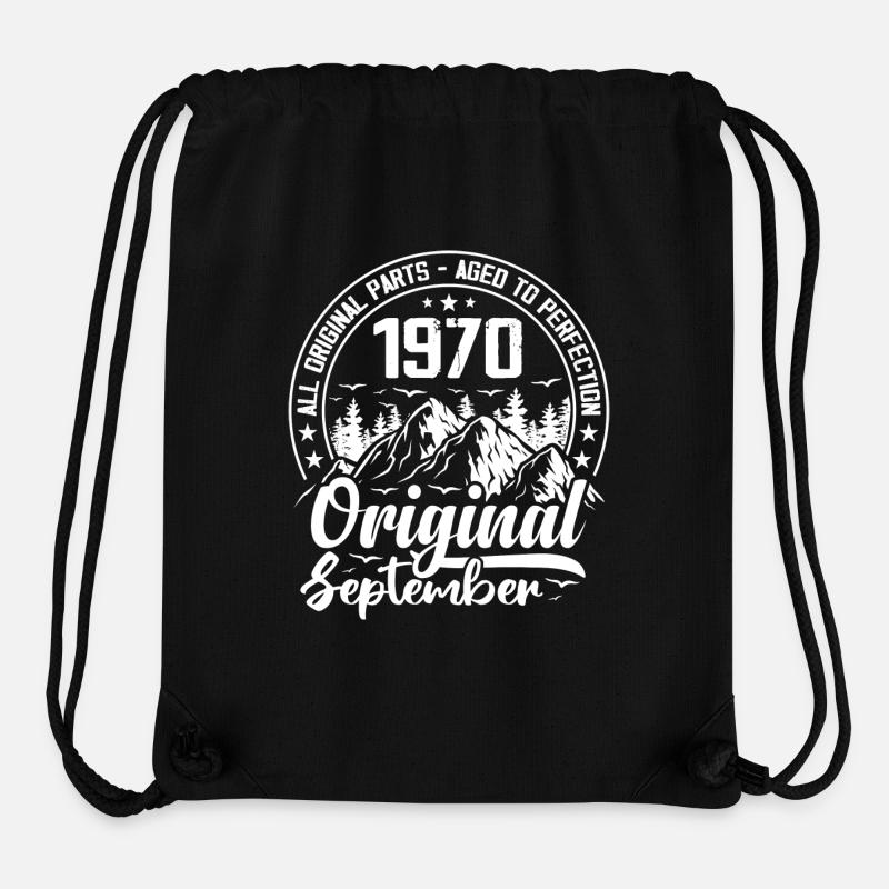 septembre 1970 Original:54 Ans Cadeau Anniversaire - Sac à cordon recyclé Stanley/Stella - noir