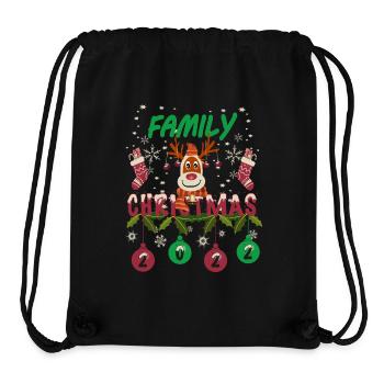 Noël en famille - Sac à cordon recyclé Stanley/Stella - noir - Devant