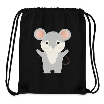 mignonne petite souris à la fourrure grise - Sac à cordon recyclé Stanley/Stella - noir - Devant