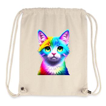 Chat arc-en-ciel - Sac à cordon recyclé Stanley/Stella - blanc naturel - Devant