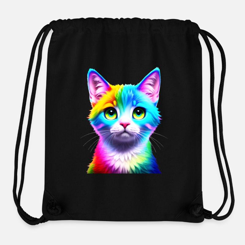 Regenbogenkatze Neonkunst - Stanley/Stella recycelter Gym Bag - Schwarz