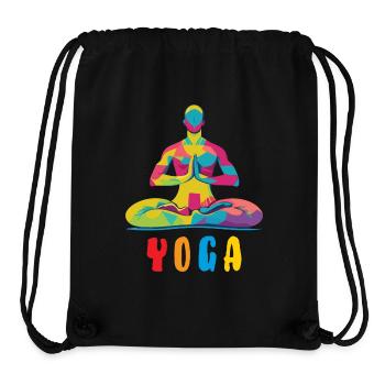 Yoga / Namaste / Zen - Sac à cordon recyclé Stanley/Stella - noir - Devant