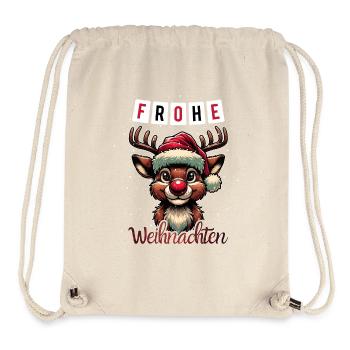 Frohe Weihnachten Rudolf das Rentier Adventszeit - Stanley/Stella recycelter Gym Bag - Naturweiß - Vorne