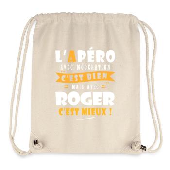 Roger Apero T shirt Humour personnalisé roger - Sac à cordon recyclé Stanley/Stella - blanc naturel - Devant