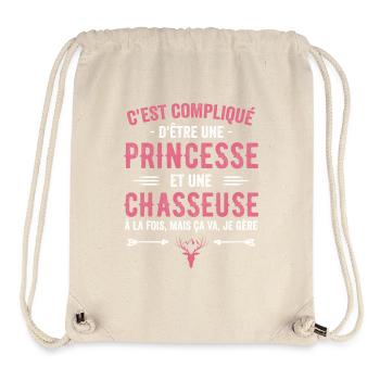 Chasseuse Chasse Cerf Princesse Cadeau Chasseresse - Sac à cordon recyclé Stanley/Stella - blanc naturel - Devant