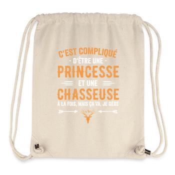 Chasseuse Chasse Cerf Princesse Cadeau Chasseresse - Sac à cordon recyclé Stanley/Stella - blanc naturel - Devant