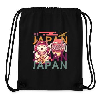 Shogun-Katze, winkende Pfote, Ramen und Kranich - Stanley/Stella recycelter Gym Bag - Schwarz - Vorne