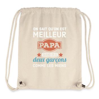 Père de deux garçons - Sac à cordon recyclé Stanley/Stella - blanc naturel - Devant