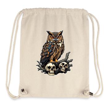 Owl sitting on sculls - Stanley/Stella Recycled Gym Bag - natural - Front