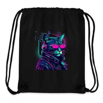 Cyberpunk Katze mit Sonnebrille - Stanley/Stella recycelter Gym Bag - Schwarz - Vorne