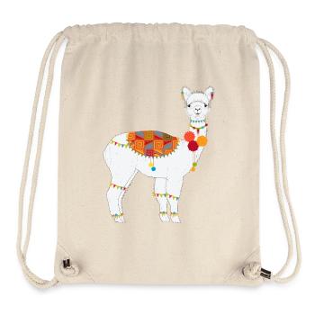 Alpaga décoré de manière traditionnelle - motif bohème coloré - Sac à cordon recyclé Stanley/Stella - blanc naturel - Devant