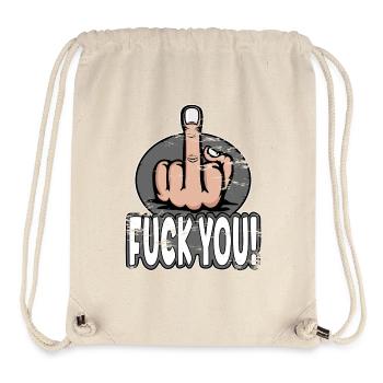 Middle Finger Stinky Finger Fuck You Design - Stanley/Stella Recycled Gym Bag - natural - Front
