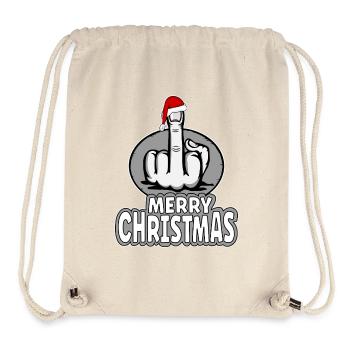 Merry Christmas Middle Finger Stinger Finger Design - Stanley/Stella Recycled Gym Bag - natural - Front