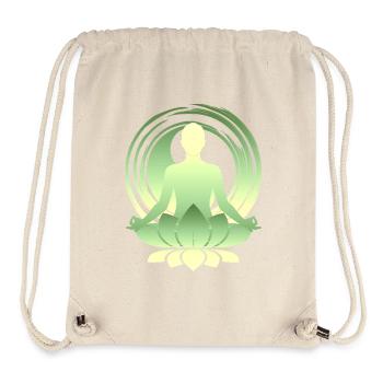 Lotus Meditation Green Gold Yoga Silhouette - Stanley/Stella Recycled Gym Bag - natural - Front