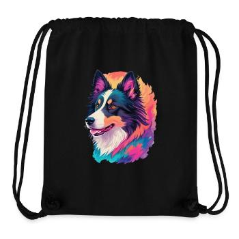 Colorful Border Collie Art Design for Dog Fans - Stanley/Stella Recycled Gym Bag - black - Front