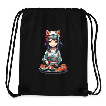 Anime Sushi Meister Kawaii Girl Kemonomimi - Stanley/Stella recycelter Gym Bag - Schwarz - Vorne