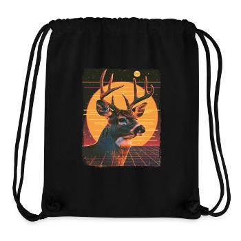 Retro 80s Neon Cool Deer Animal Vintage Reindeer - Stanley/Stella Recycled Gym Bag - black - Front