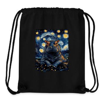 Hippopotamus Pygmy Hippo Animal Starry Night - Stanley/Stella Recycled Gym Bag - black - Front