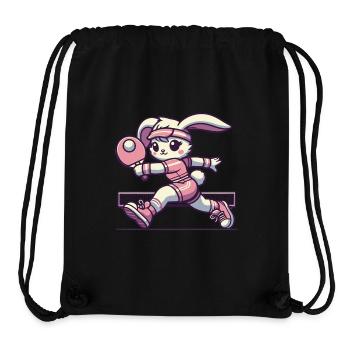 Joueur de tennis de table Kawaii Bunny - Sac à cordon recyclé Stanley/Stella - noir - Devant