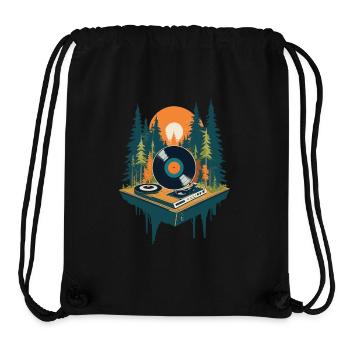 Musik Retro Streetwear Plattenspieler - Stanley/Stella recycelter Gym Bag - Schwarz - Vorne