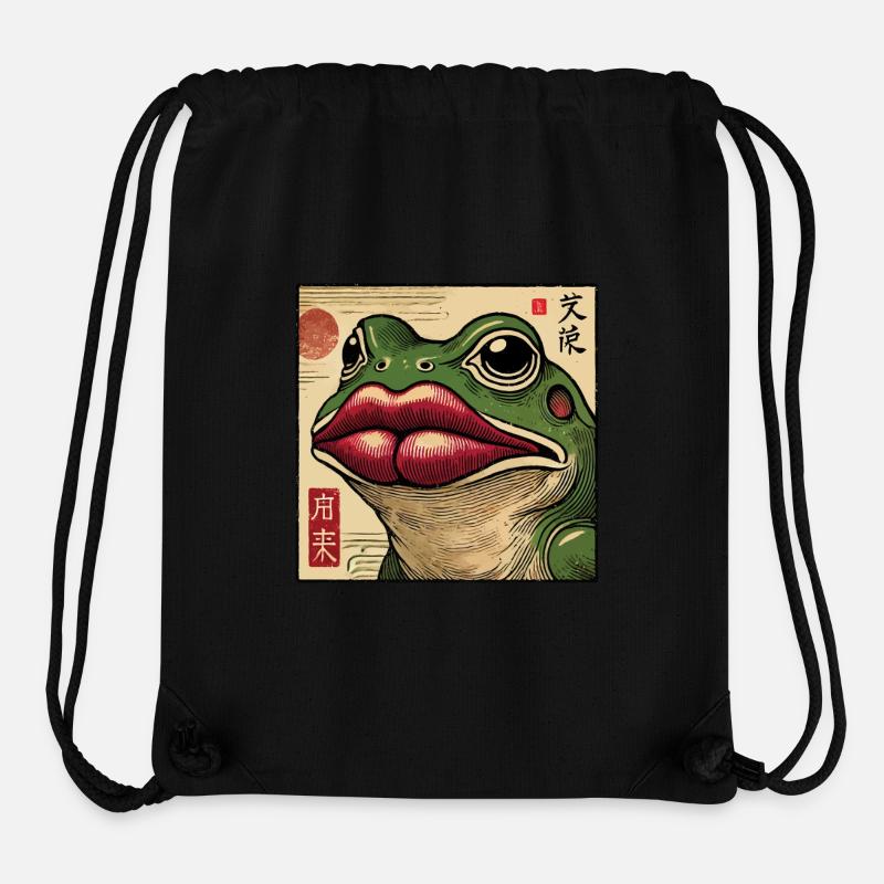 Lustig Japanisches Ukiyo-E Frog Streetwear Meme - Stanley/Stella recycelter Gym Bag - Schwarz