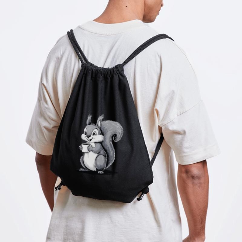 Squirrel Eichhörnchen Drinking Coffee Caffeine Stanley/Stella Recycled Gym Bag