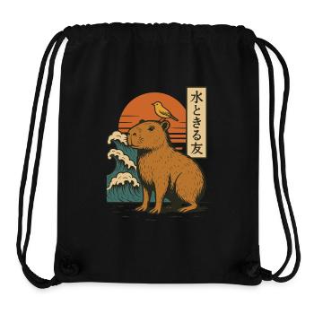 Capybara Bird Waves Sunset Japanese Wave Sunset - Stanley/Stella Recycled Gym Bag - black - Front