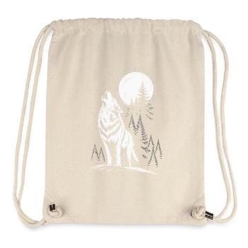 Howling Wolf Animal Full Moon Pine Trees Forest - Stanley/Stella Recycled Gym Bag - natural - Front
