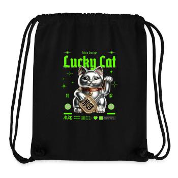 Chat chanceux agitant le chat porte-bonheur - Sac à cordon recyclé Stanley/Stella - noir - Devant