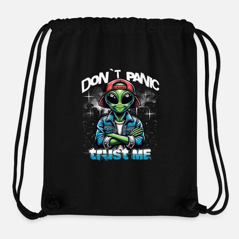 Ne paniquez pas, faites-moi confiance, Alien - Sac à cordon recyclé Stanley/Stella - noir