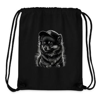 Spitz nain à casquette - Sac à cordon recyclé Stanley/Stella - noir - Devant