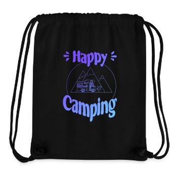Happy Camping - conception graphique joyeuse et cool - Sac à cordon recyclé Stanley/Stella - noir - Devant