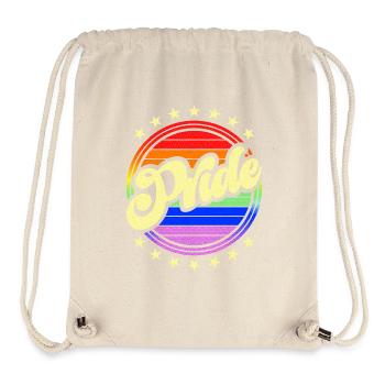 Pride Design Vintage LGBT arc-en-ciel cercle et étoiles - Sac à cordon recyclé Stanley/Stella - blanc naturel - Devant