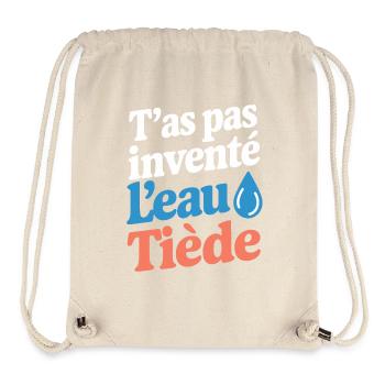 T'as pas inventé l'eau tiède - Sac à cordon recyclé Stanley/Stella - blanc naturel - Devant
