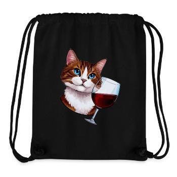 Katze mit Rotwein - Stanley/Stella recycelter Gym Bag - Schwarz - Vorne
