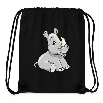 Cartoon sitting smiling baby rhino - Stanley/Stella Recycled Gym Bag - black - Front