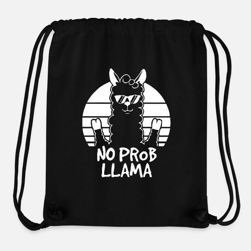 No Prob Llama Retro Soleil - Sac à cordon recyclé Stanley/Stella - noir