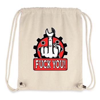 Doigt d’honneur provocateur - Sac à cordon recyclé Stanley/Stella - blanc naturel - Devant