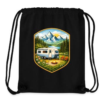 Terrain de camping avec caravane - Sac à cordon recyclé Stanley/Stella - noir - Devant