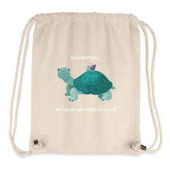 Schnecke reitet auf Schildkröte - huuiii Trantüte - Stanley/Stella recycelter Gym Bag - Naturweiß - Vorne