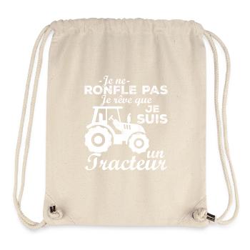 Je ne ronfle pas je rêve que je suis un tracteur - Sac à cordon recyclé Stanley/Stella - blanc naturel - Devant
